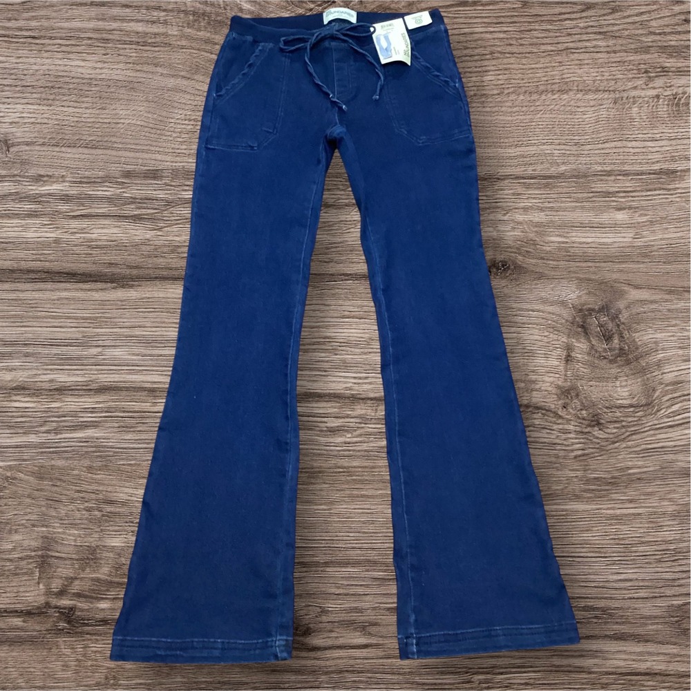 No Boundaries Womens Pull On Bootcut Pants Dark Wash Indigo Mid Rise Size S 4-6
